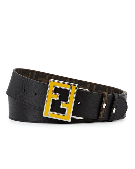 fendi reversible zucca print enamel buckle belt